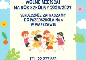 Plakat zapraszający na zapis do Przedszkola nr 4